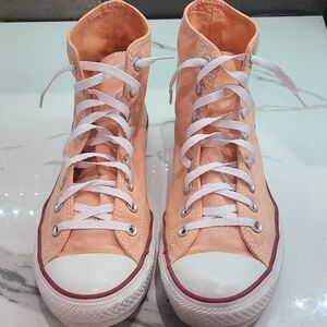 Converse Peach High-Top Sneakers with White Laces